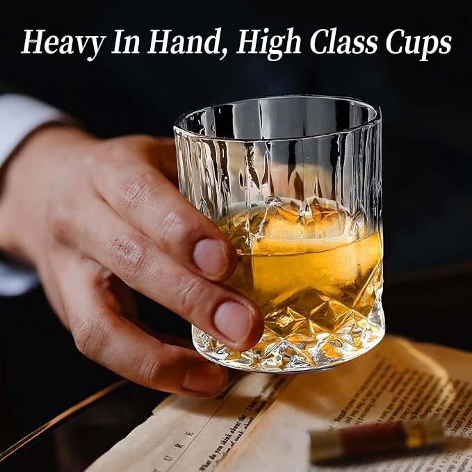Juego de 2 vasos de whisky de diamante de 300 ml, vasos de whisky escocés, bourbon, brandy, ron, cóctel, hogar, bar, fiesta, hombres