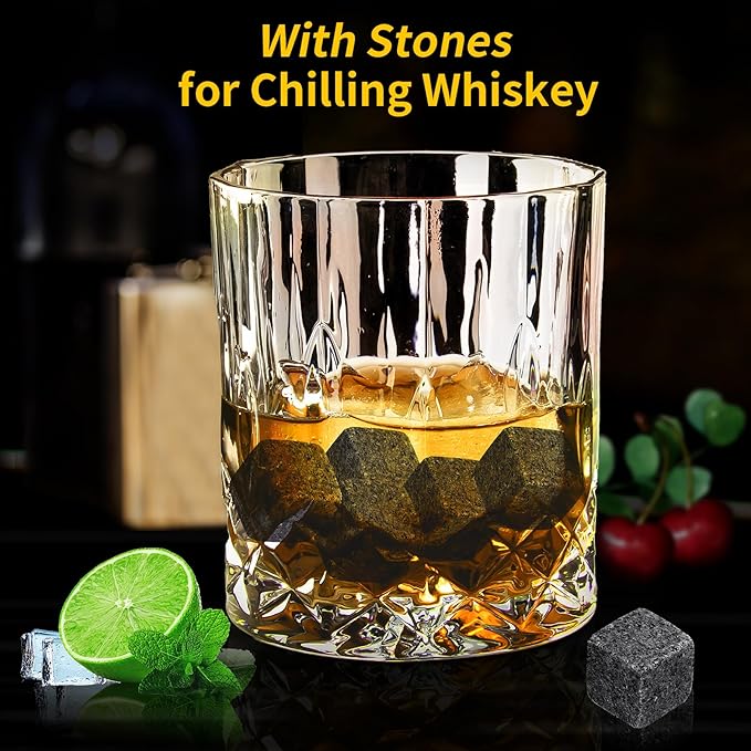 Juego de 2 vasos de whisky de diamante de 300 ml, vasos de whisky escocés, bourbon, brandy, ron, cóctel, hogar, bar, fiesta, hombres