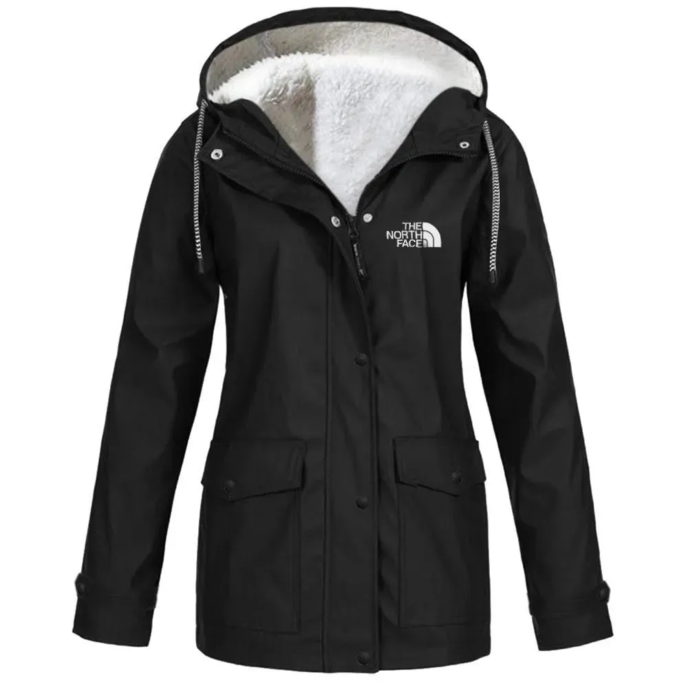 Women's fleece windproof hooded jacket