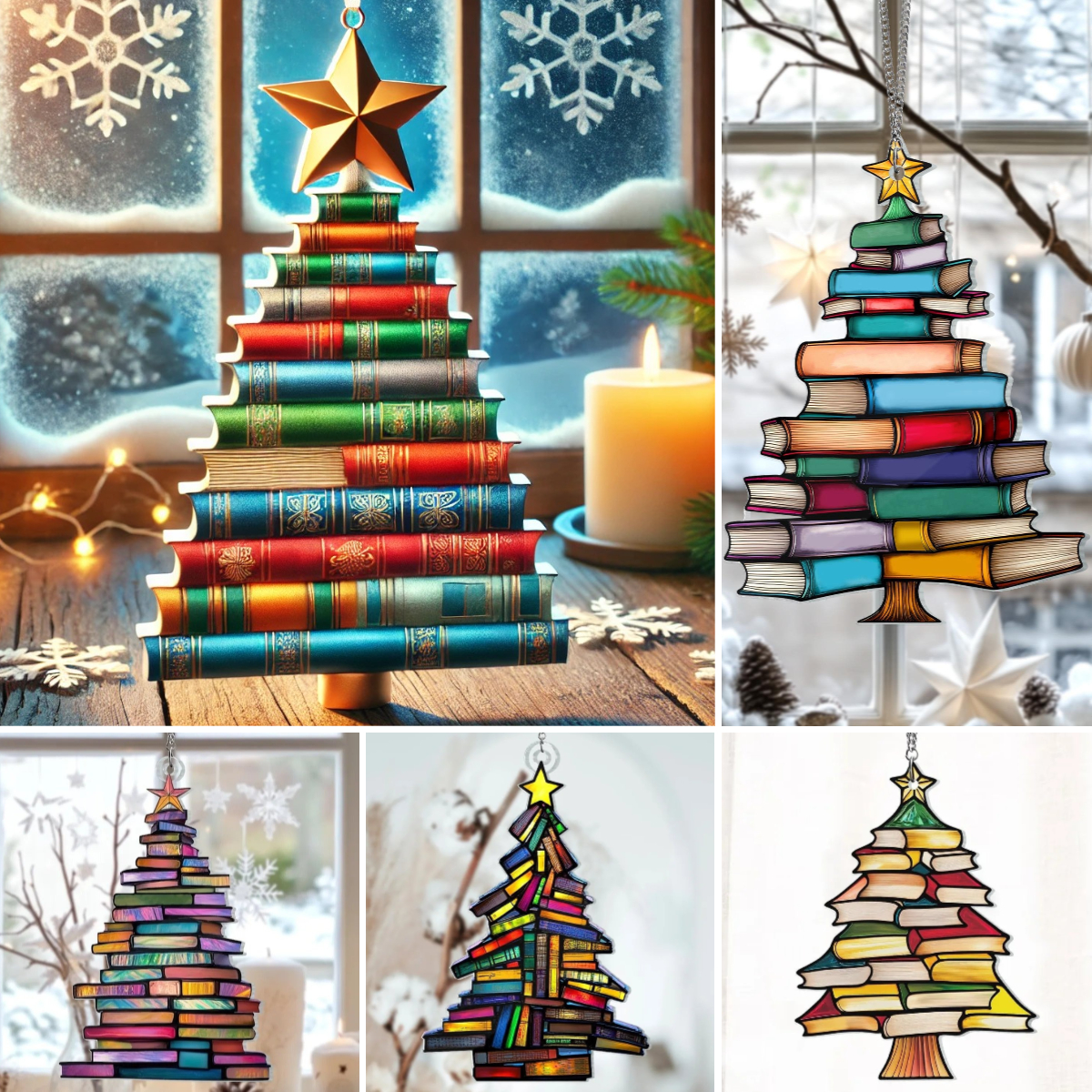 🎄✨Christmas Book Tree Suncatcher Ornament