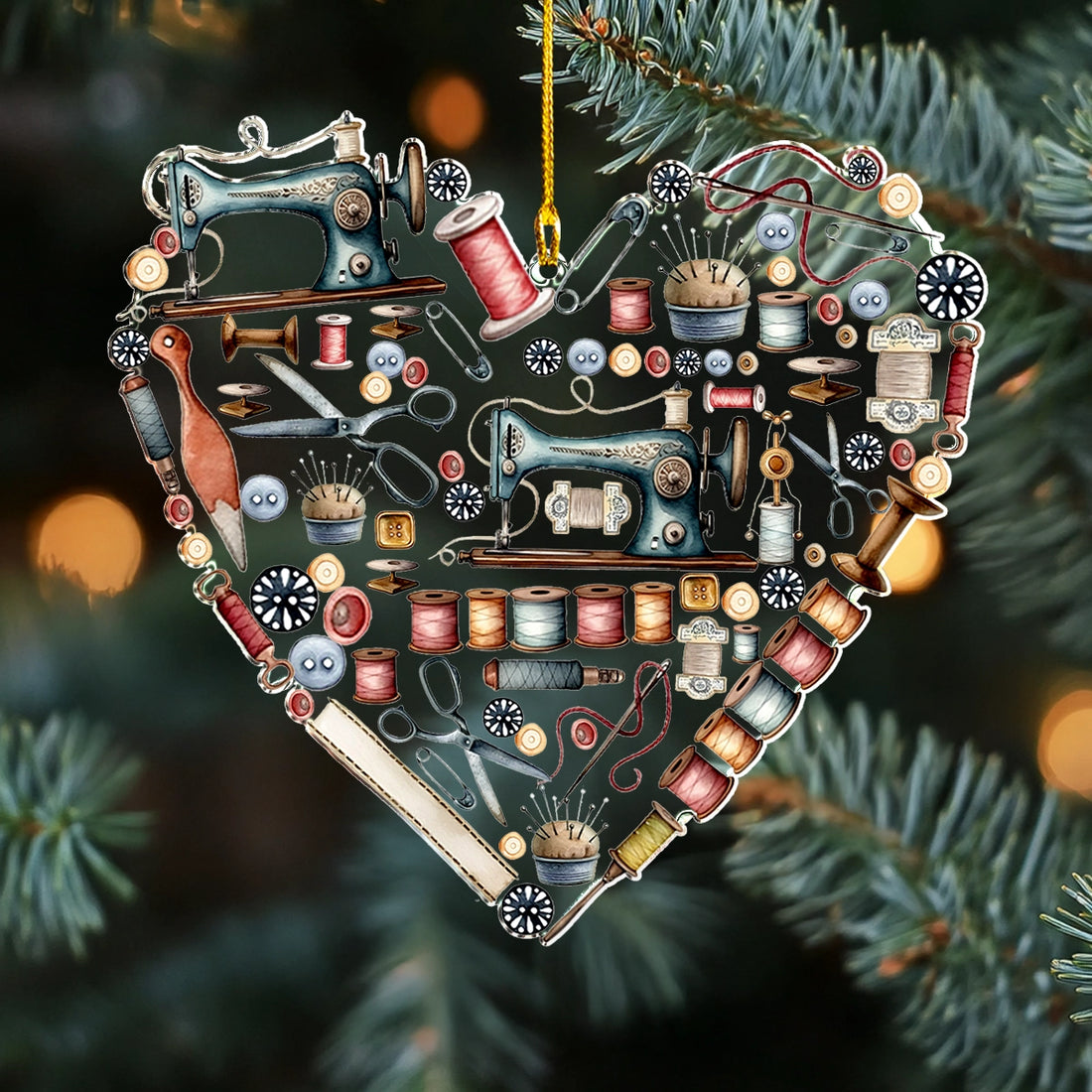 Heart-Shaped Sewing Christmas Ornament