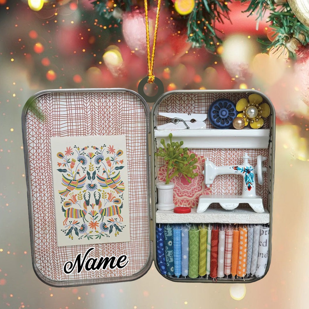 Personalized Sewing Box Christmas Ornament
