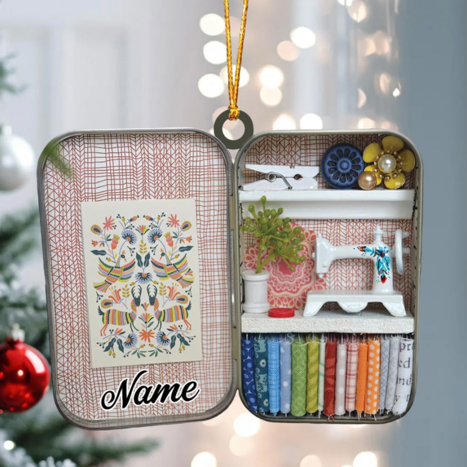 Personalized Sewing Box Christmas Ornament