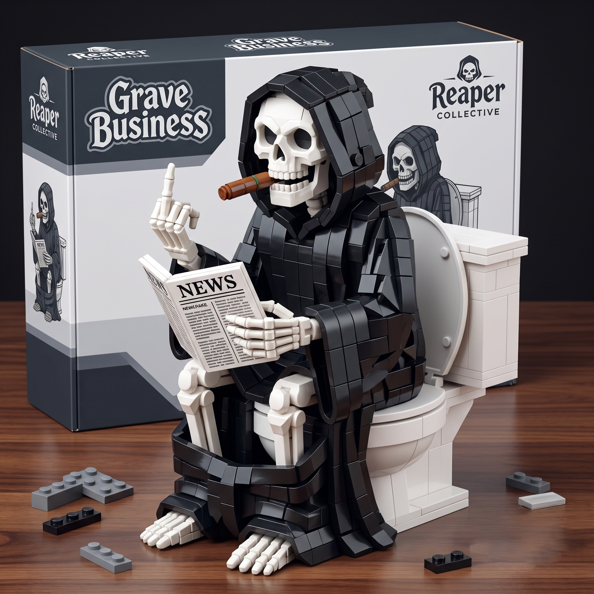 Grim Reaper on Toilet - Humorous Building Kit