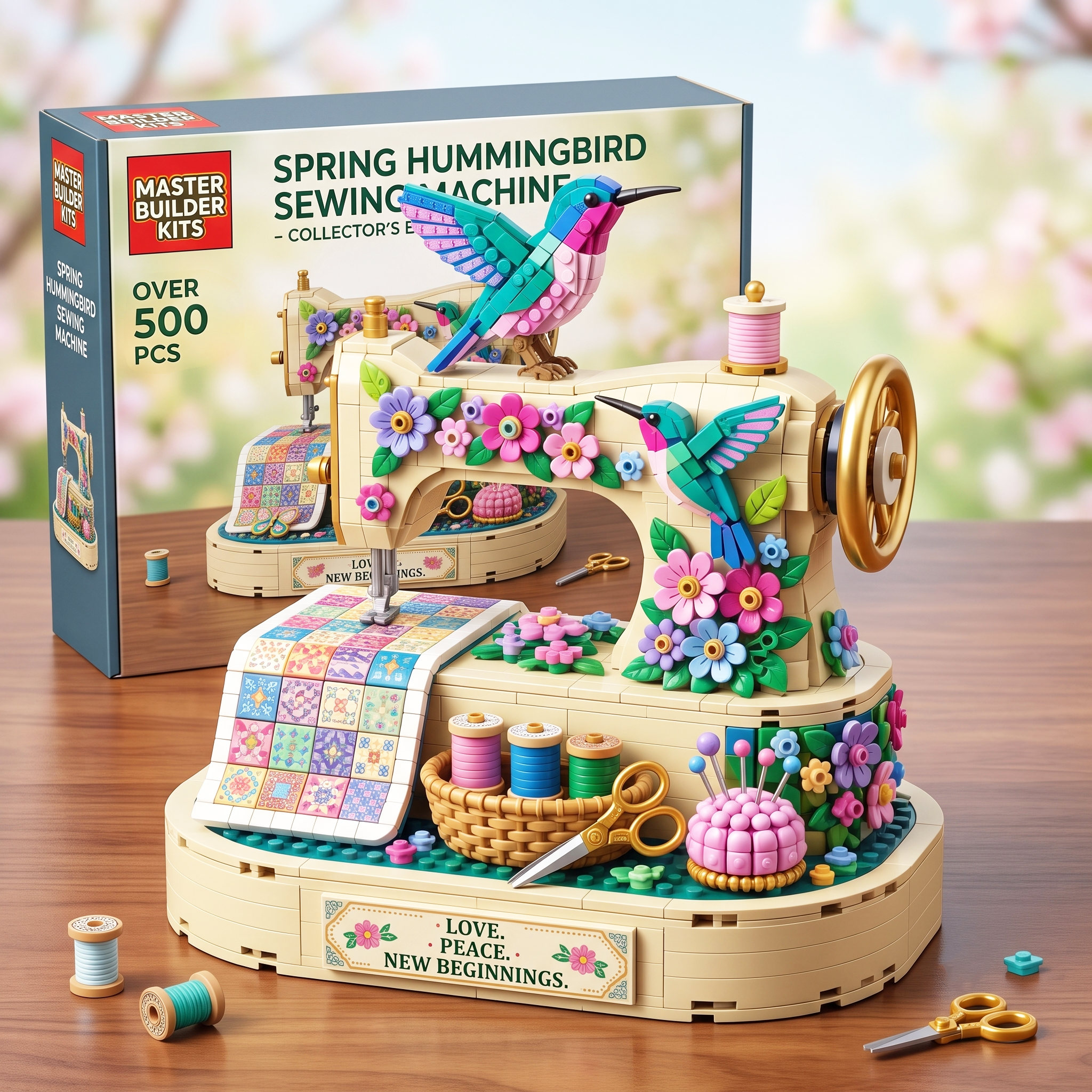 Spring Hummingbird Sewing Machine Brick Edition