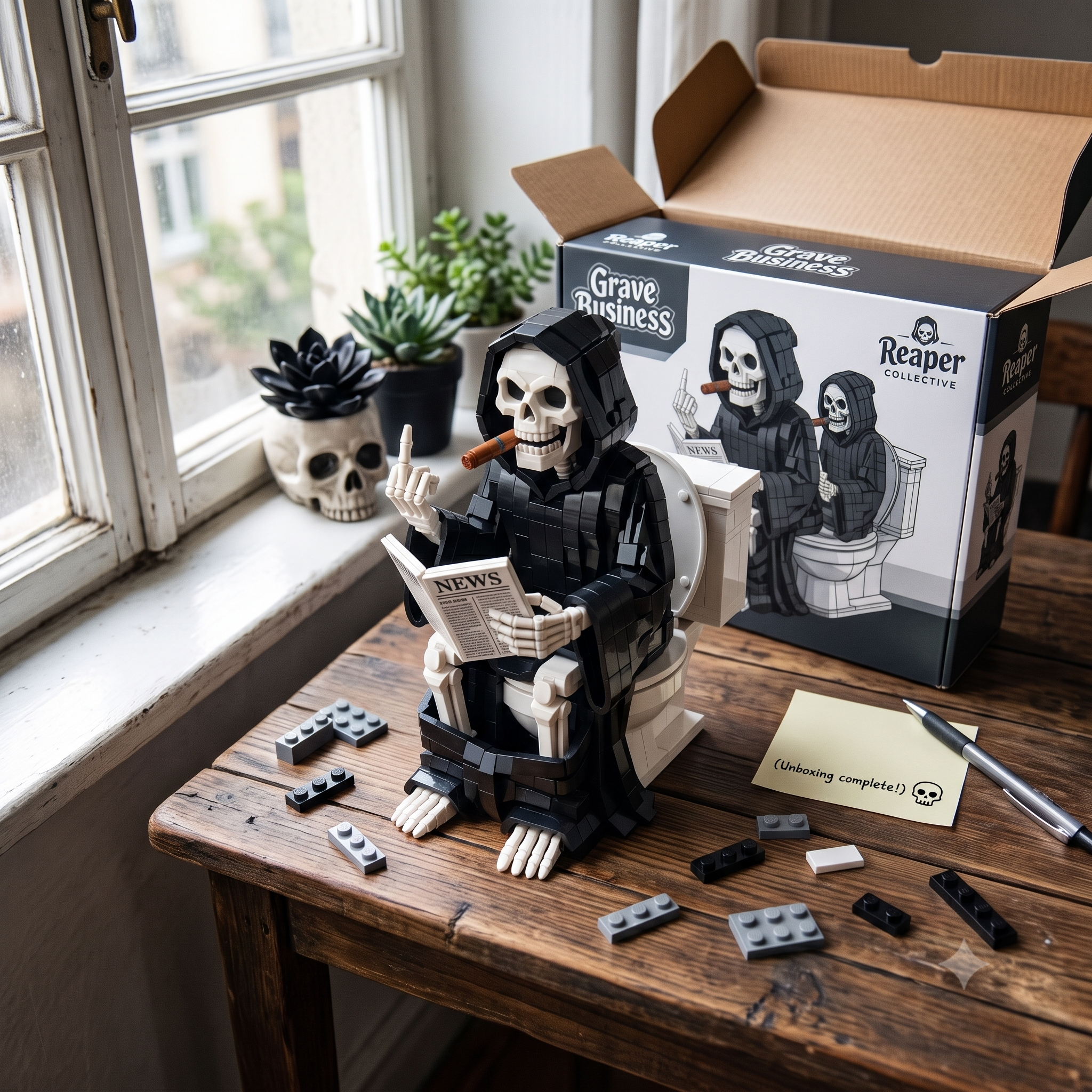 Grim Reaper on Toilet - Humorous Building Kit