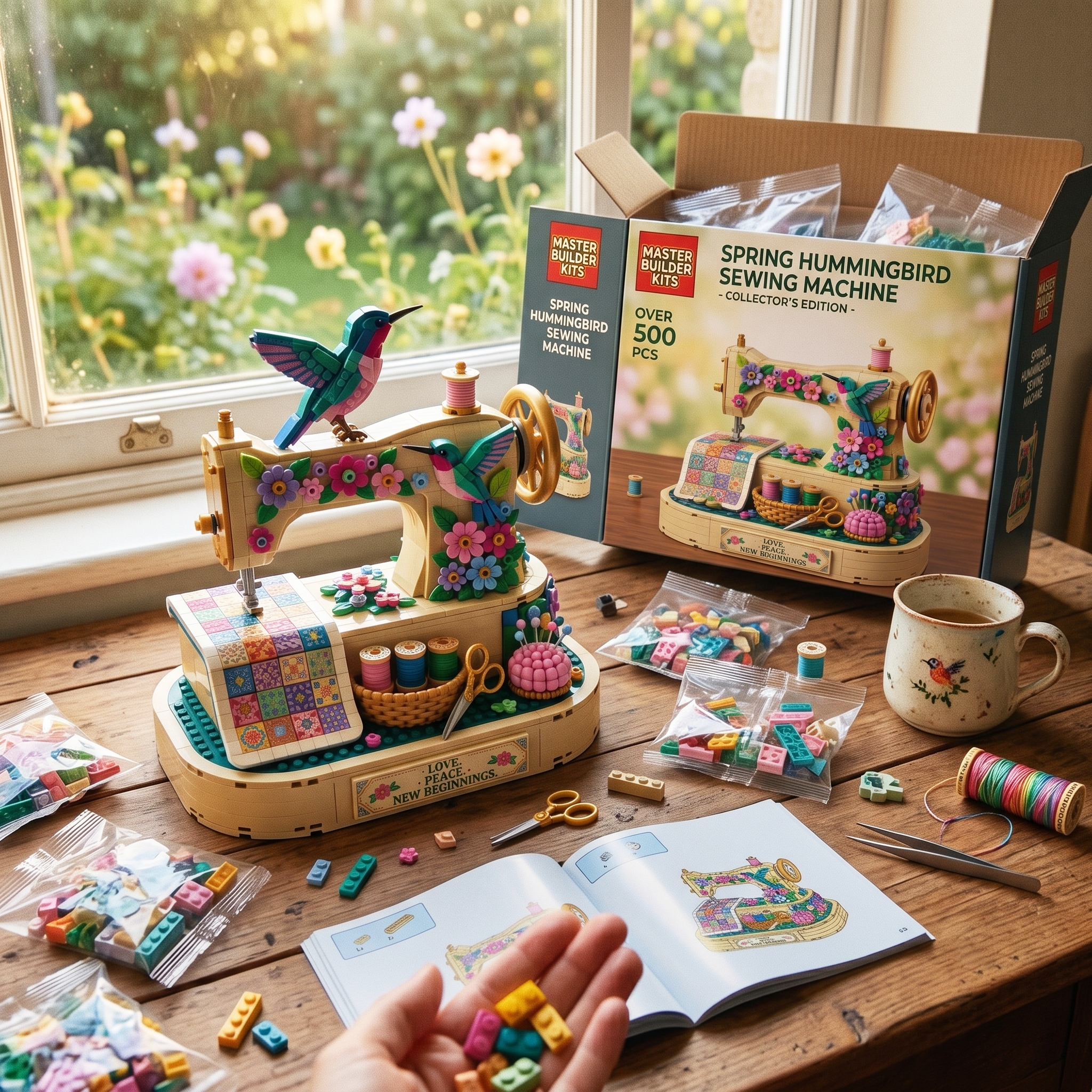 Spring Hummingbird Sewing Machine Brick Edition