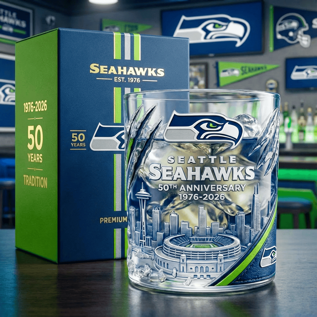 Seattle Seahawks 50th Anniversary Whiskey Glass