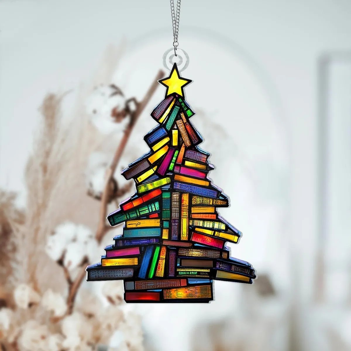 🎄✨Christmas Book Tree Suncatcher Ornament