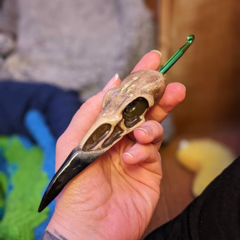 Crow Skull Crochet Hook