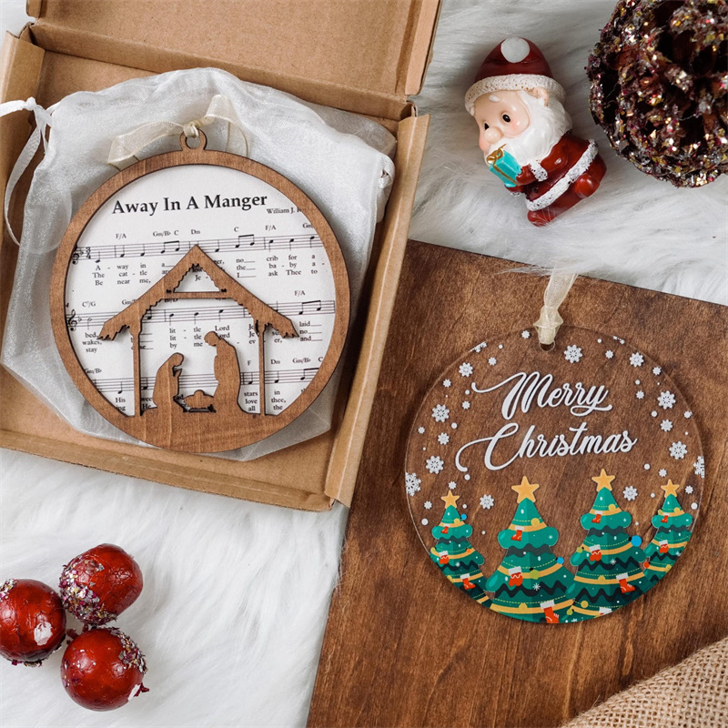 Set 5 Pieces Music Sheet Nativity Ornament