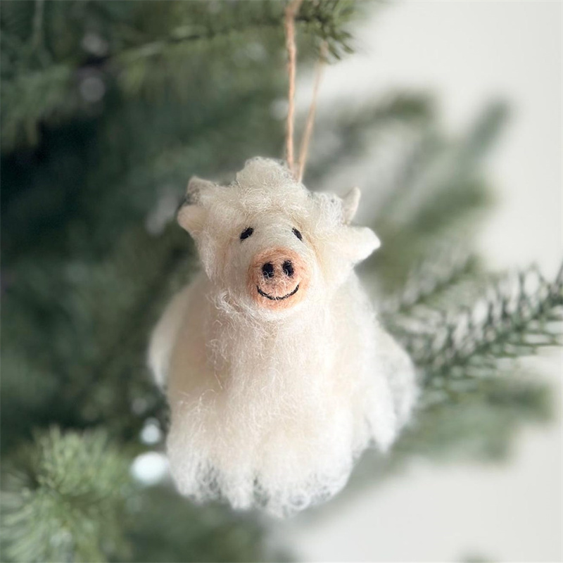 Needle Felted Highland Cow Ornament