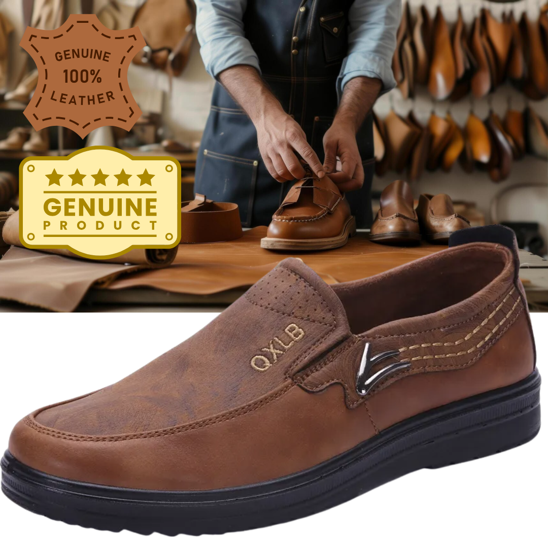 (⏰Last day 40% OFF🔥)Men's Genuine Leather Breathable Lightweight  Slip-On Orthopedic Walking Shoes
