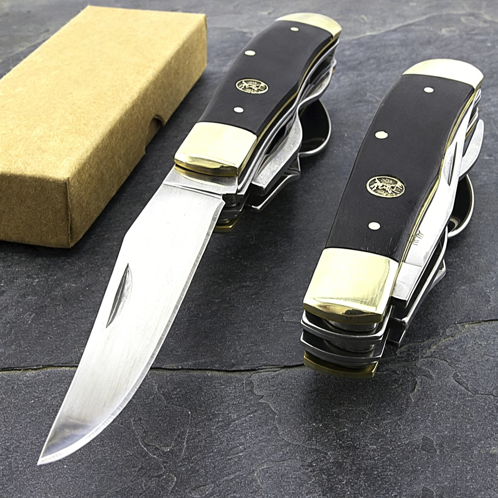 BestSeller989 7.25" ELK Ridge Wood HOBO Folding Knife w/Fork & Spoon Utensil Tool Camping