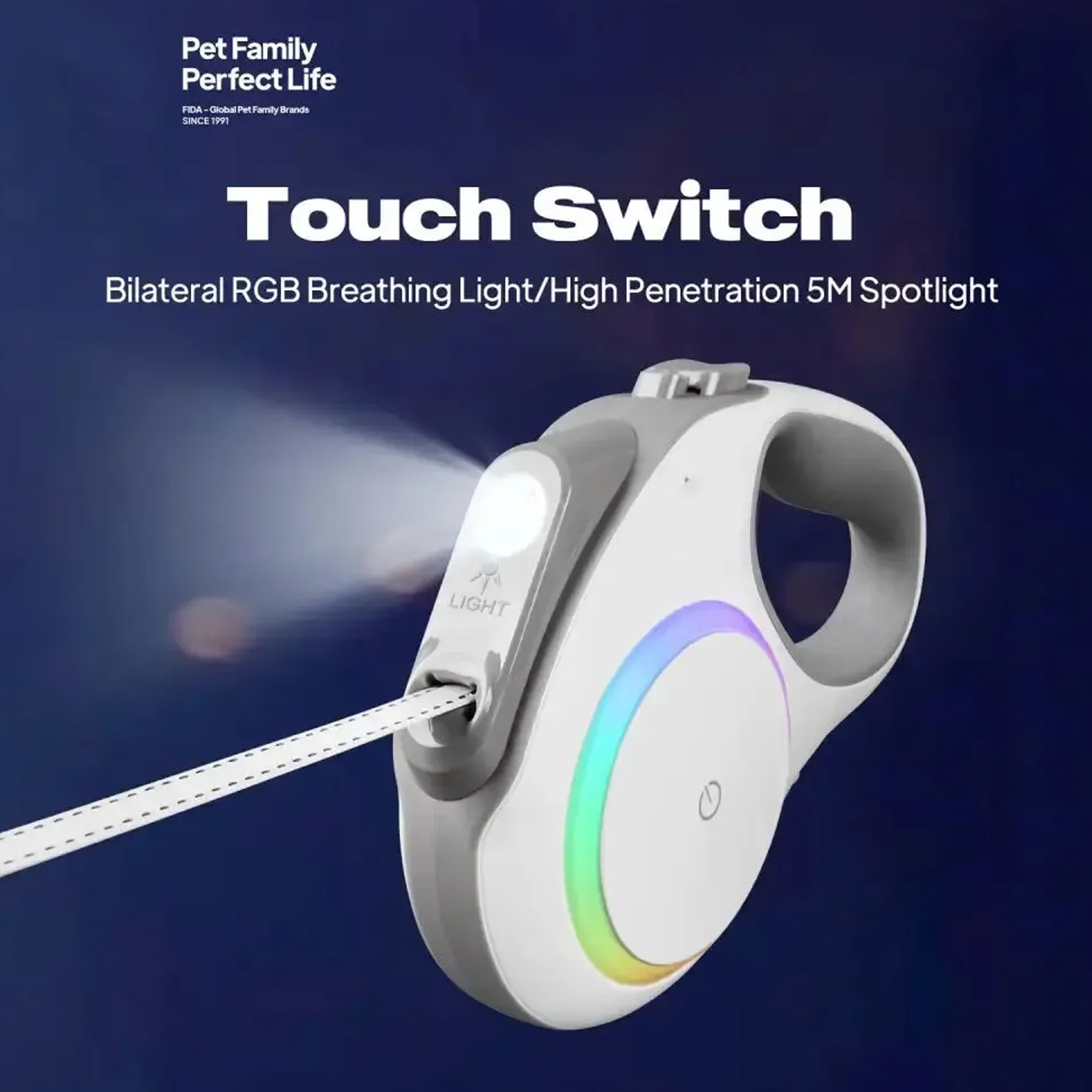 FIDA LED Lighted Retractable Dog Leash