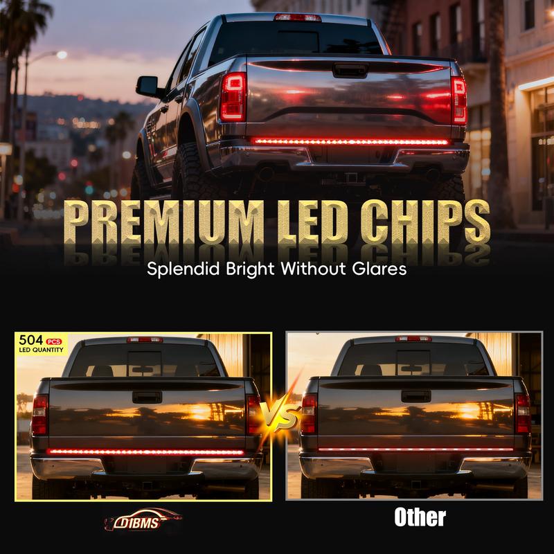60-Inch LED Tailgate Light Bar Strip | Triple Row Truck Brake Turn Signal Reverse Lights