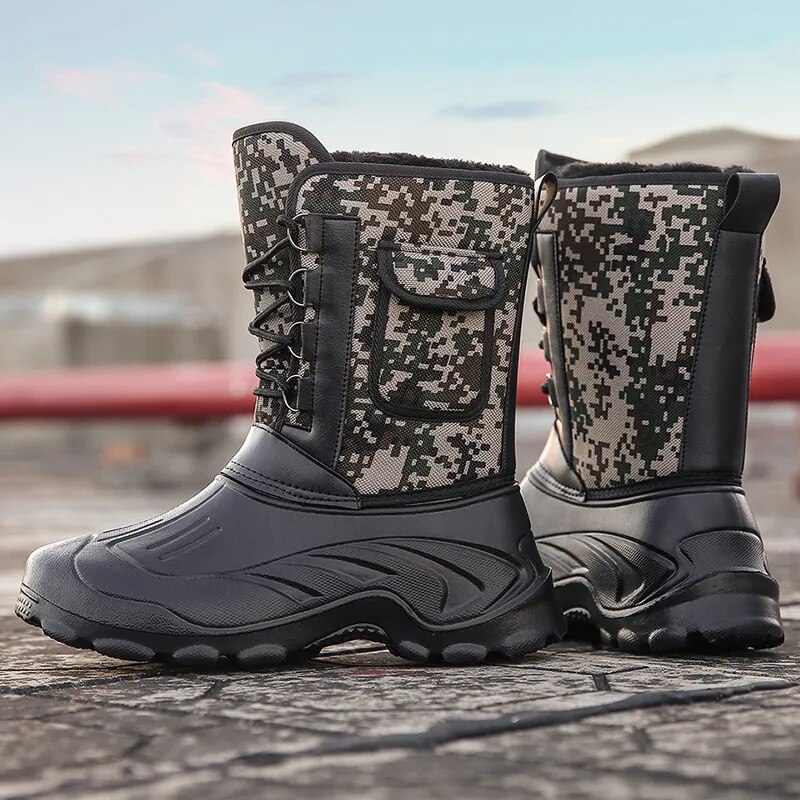 Men's Warm Winter Boots Waterproof Non-Slip Fishing Boots Work Boots (Insulation Rating: -40°F)