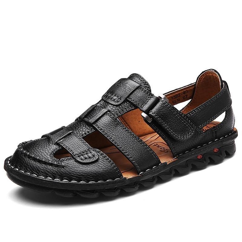 [Copy]High quality cow leather sandals summer outdoor handmade men sandals fashion comfortable men beach leather shoes