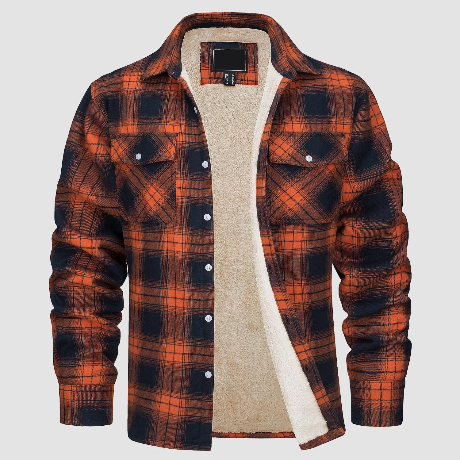Men's Flannel Shirt Jacket - Fleece Lined Cotton Winter Coat