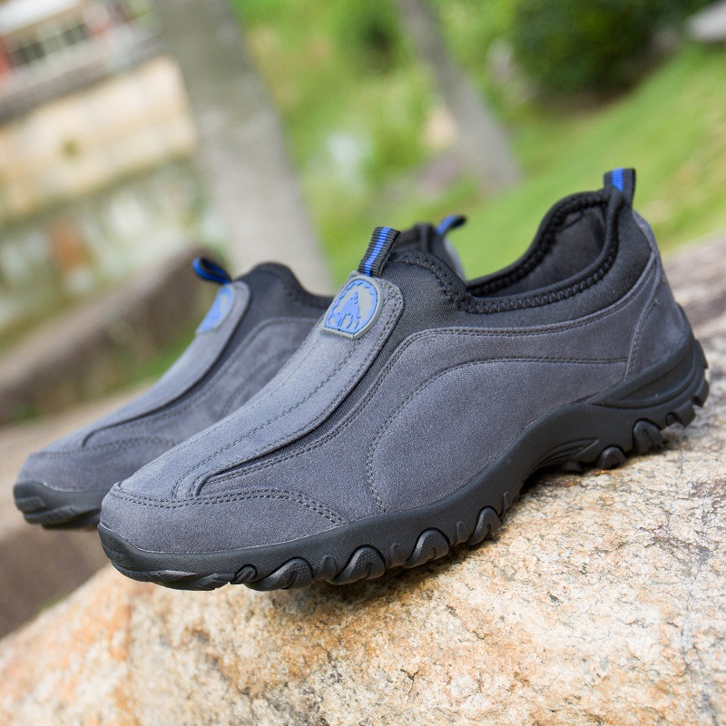 50% OFF!!!🛒Men's Cushioned Corrective Hiking Shoes, Waterproof Wide Toe Slip-On Sneakers with Arch Support, Anti-Slip & Anti-Puncture