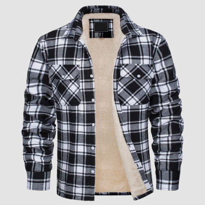 Men's Flannel Shirt Jacket - Fleece Lined Cotton Winter Coat