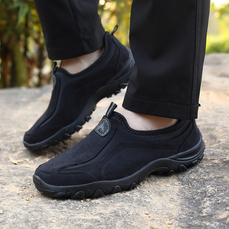 50% OFF!!!🛒Men's Cushioned Corrective Hiking Shoes, Waterproof Wide Toe Slip-On Sneakers with Arch Support, Anti-Slip & Anti-Puncture