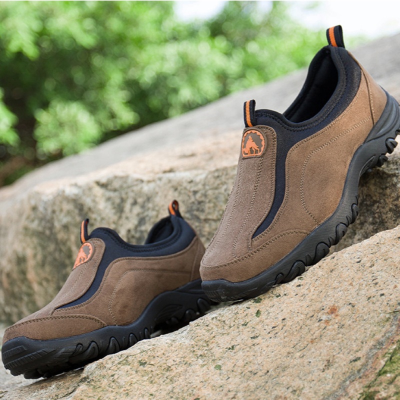 50% OFF!!!🛒Men's Cushioned Corrective Hiking Shoes, Waterproof Wide Toe Slip-On Sneakers with Arch Support, Anti-Slip & Anti-Puncture