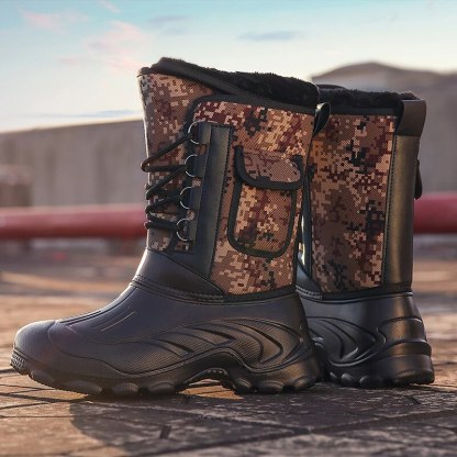 Men's Warm Winter Boots Waterproof Non-Slip Fishing Boots Work Boots (Insulation Rating: -40°F)