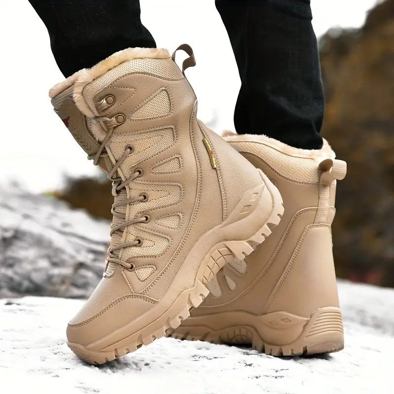 Women's Fashion Comfortable Waterproof Warm Fleece Snow Combat Boots