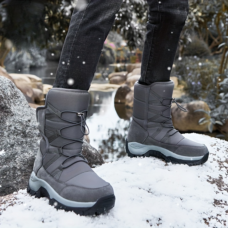 Men's High Top Snow Boots Warm Fleece Waterproof Non-Slip Hiking Boots Work Boots