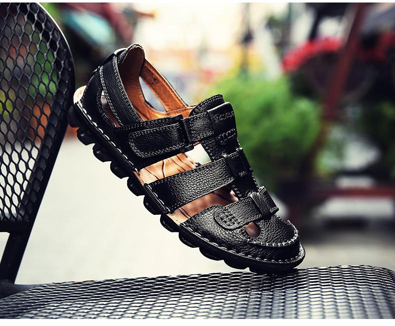 [Copy]High quality cow leather sandals summer outdoor handmade men sandals fashion comfortable men beach leather shoes