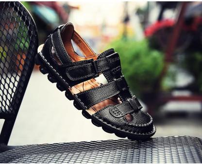 [Copy]High quality cow leather sandals summer outdoor handmade men sandals fashion comfortable men beach leather shoes