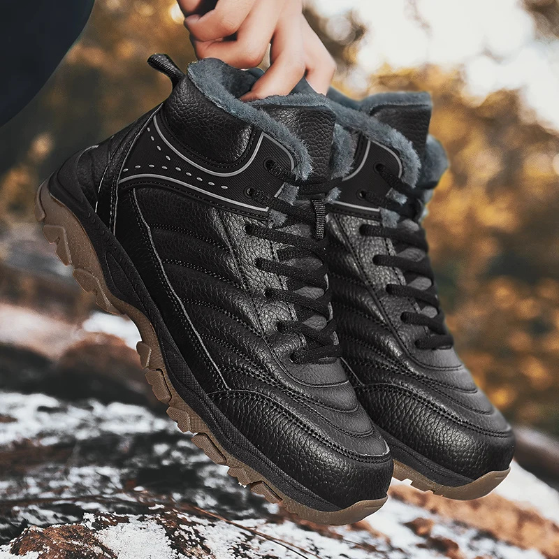 (🔥Advanced Material) Men's Waterproof and Windproof Warm Shoes Hiking Boots Snow Boots