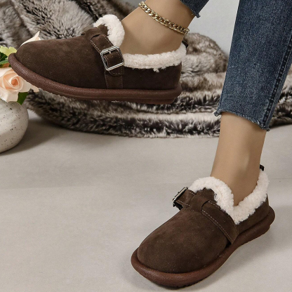 🔥Last Day Promotion 50% OFF - Women's Plush Round Toe Slip-On Orthopedic Shoes