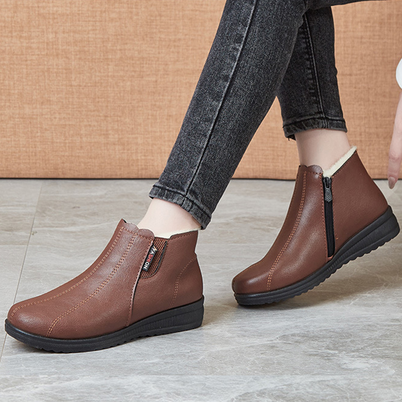 🔥Last Day Promotion 50% OFF - Women's Fleece Lined Thermal Leather Orthopedic Boots