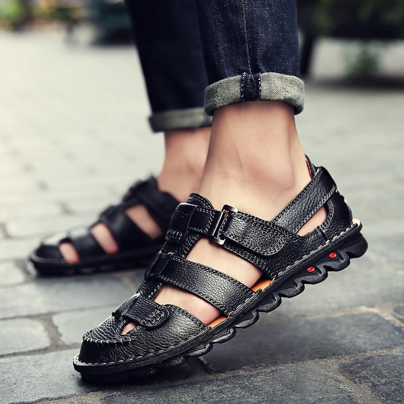 [Copy]High quality cow leather sandals summer outdoor handmade men sandals fashion comfortable men beach leather shoes