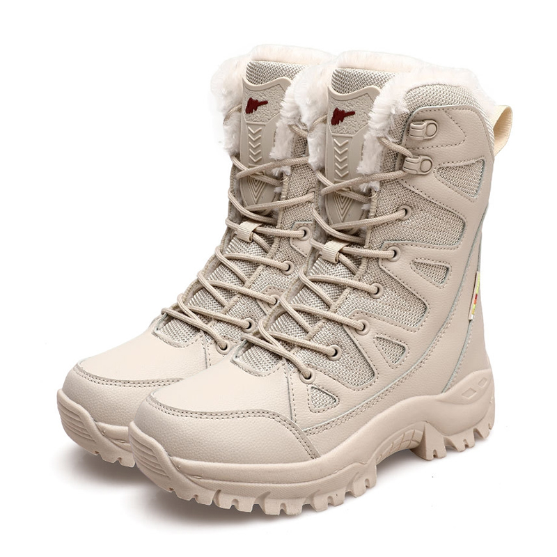 Women's Fashion Comfortable Waterproof Warm Fleece Snow Combat Boots