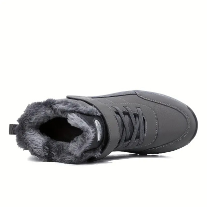 Men's Slip Resistant Snow Boots, Winter Thermal Shoes, Windproof Hiking Boots With Fuzzy Lining