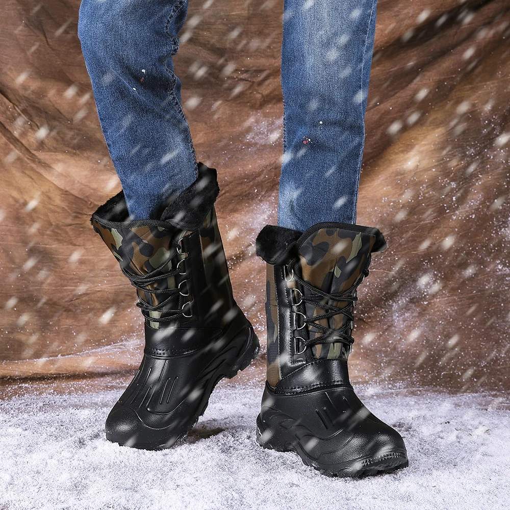 Men's Warm Winter Boots Waterproof Non-Slip Fishing Boots Work Boots (Insulation Rating: -40°F)