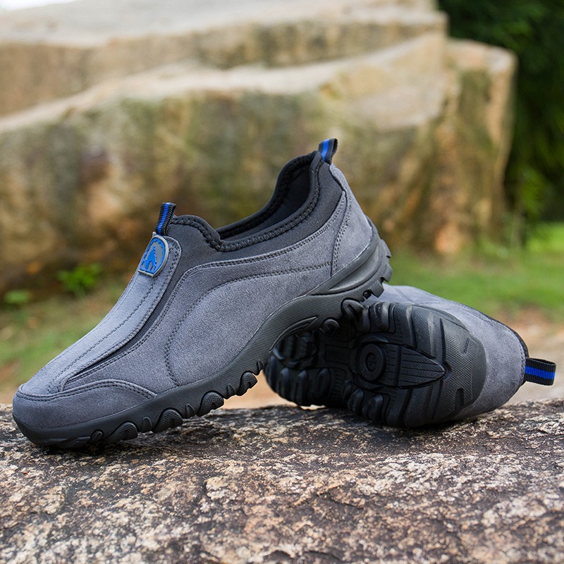 50% OFF!!!🛒Men's Cushioned Corrective Hiking Shoes, Waterproof Wide Toe Slip-On Sneakers with Arch Support, Anti-Slip & Anti-Puncture