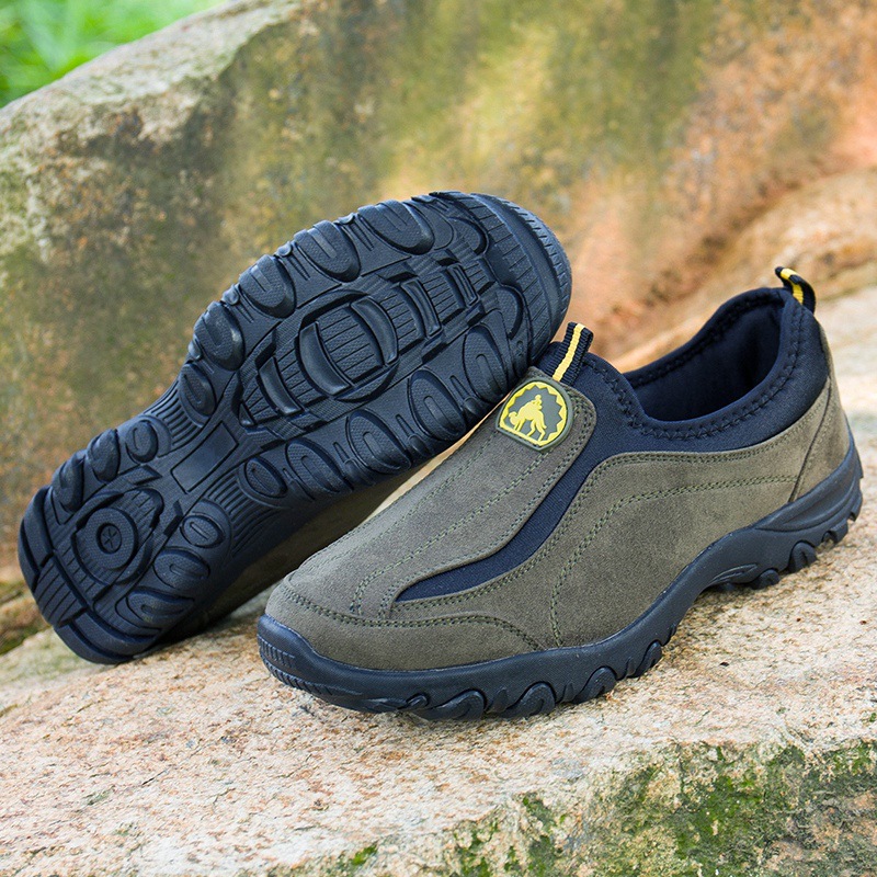 50% OFF!!!🛒Men's Cushioned Corrective Hiking Shoes, Waterproof Wide Toe Slip-On Sneakers with Arch Support, Anti-Slip & Anti-Puncture