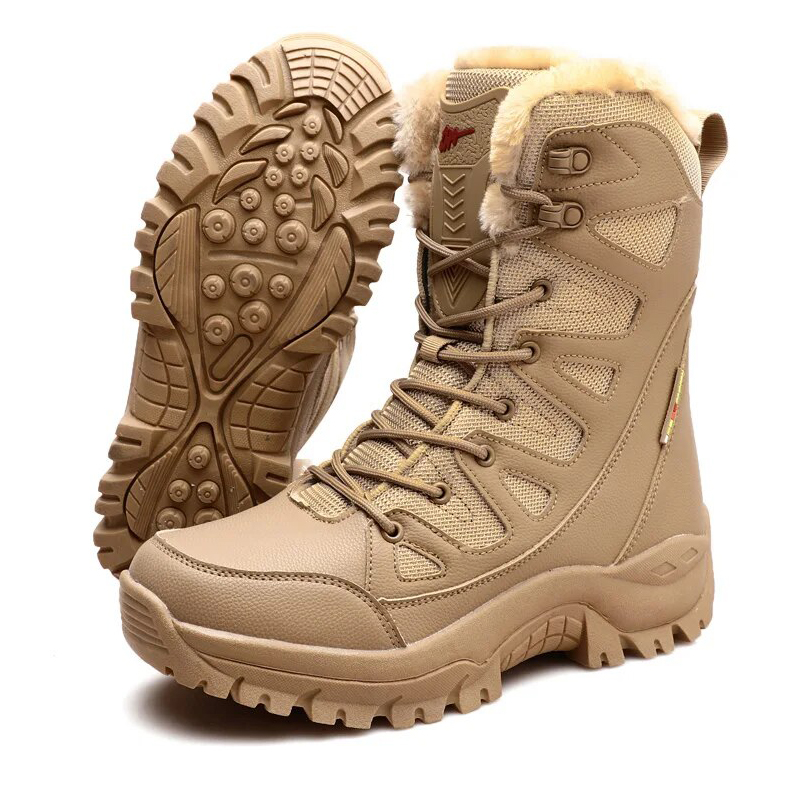 Women's Fashion Comfortable Waterproof Warm Fleece Snow Combat Boots