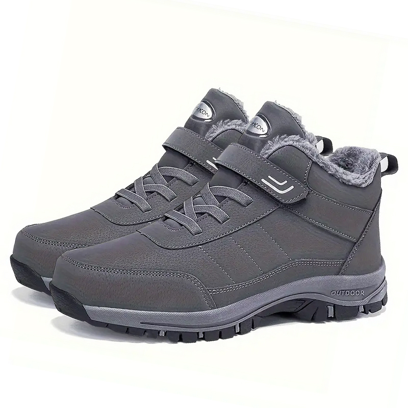 Men's Slip Resistant Snow Boots, Winter Thermal Shoes, Windproof Hiking Boots With Fuzzy Lining