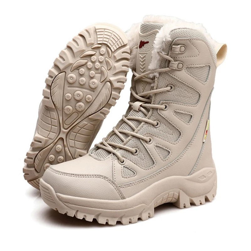 Women's Fashion Comfortable Waterproof Warm Fleece Snow Combat Boots