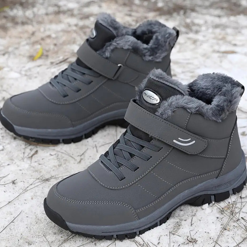 Men's Slip Resistant Snow Boots, Winter Thermal Shoes, Windproof Hiking Boots With Fuzzy Lining