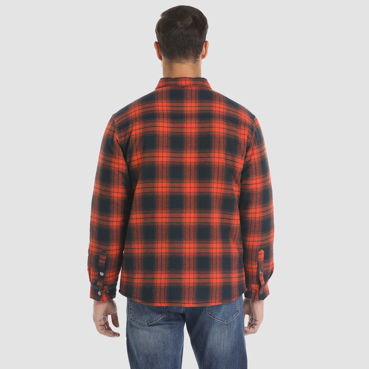 Men's Winter Padded Jacket - Warm Quilted Flannel Shirt Jacket with 5 Pockets for Outdoor and Casual Use