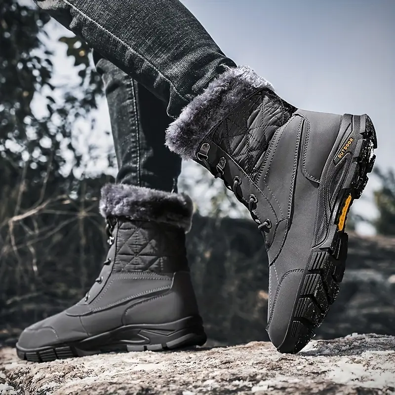 Dallader Men's Winter Warm Snow Boots Waterproof Non-Slip Hiking Boots