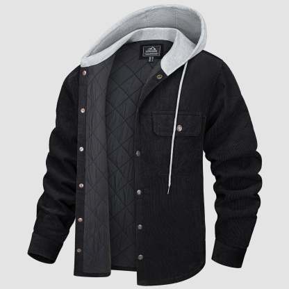 Men's Lightweight Hooded Corduroy Jacket for Casual Fall Wear