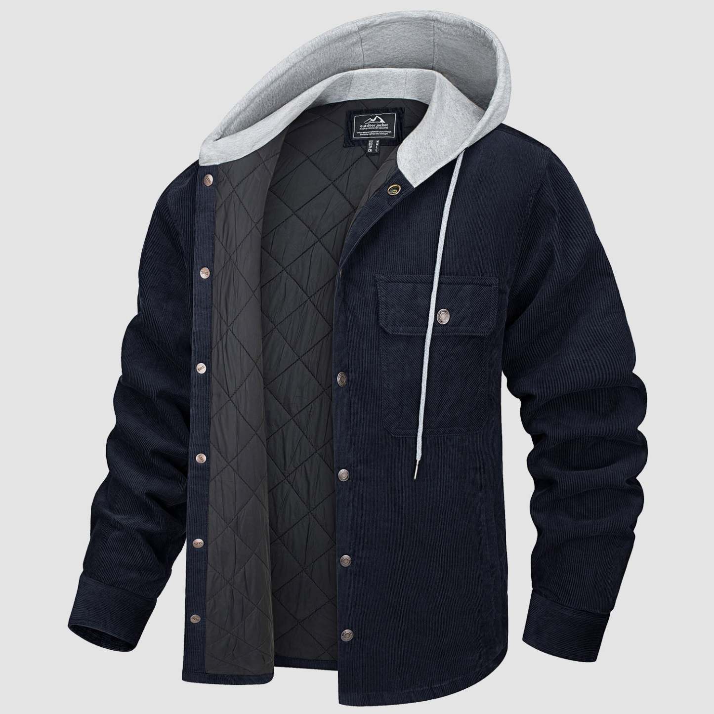 Men's Lightweight Hooded Corduroy Jacket for Casual Fall Wear