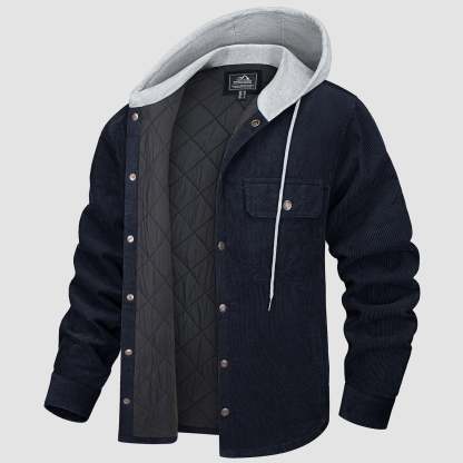 Men's Lightweight Hooded Corduroy Jacket for Casual Fall Wear
